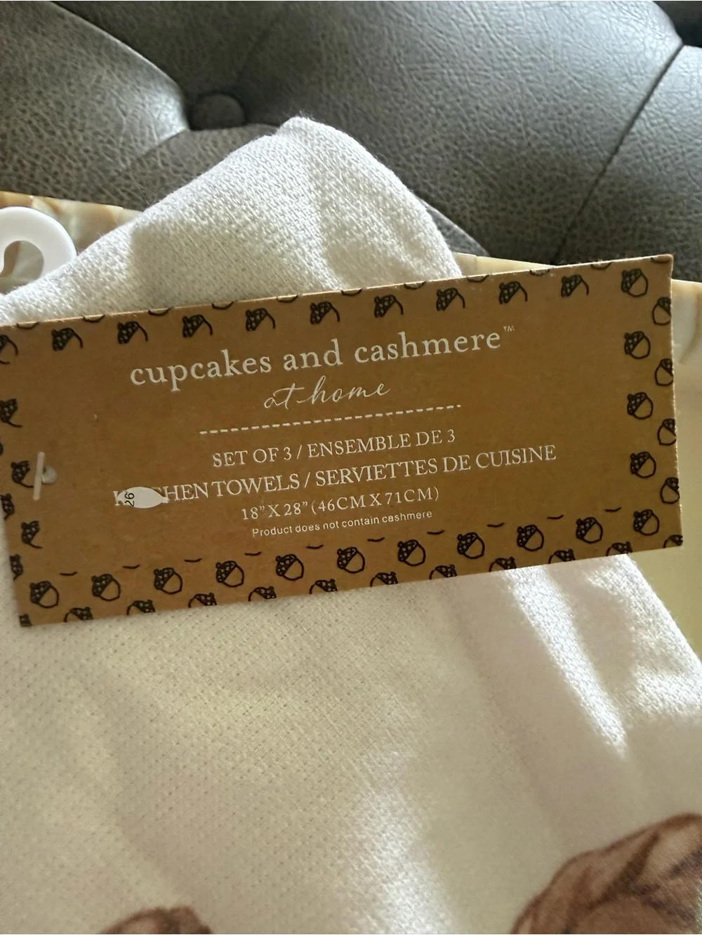 Cupcakes and cashmere set of 3 kitchen towels- Fall decor